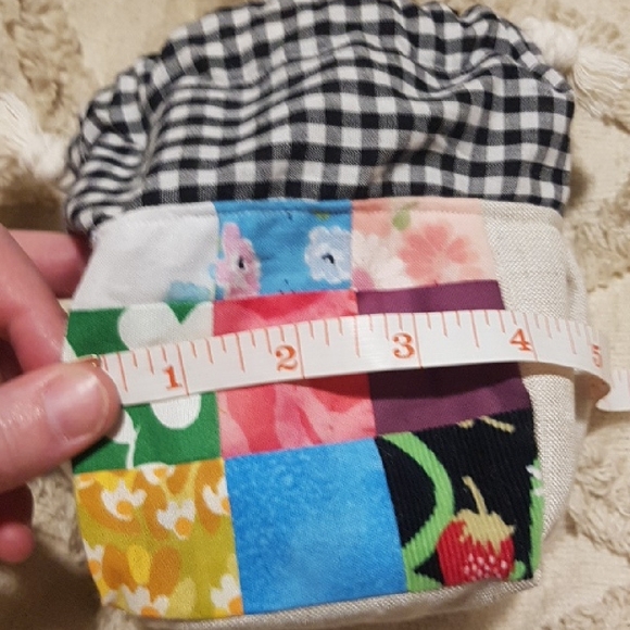 One-of-a-Kind Patchwork Drawstring Mini Bag | Mixed Floral Gingham Mix - Picture 9 of 14